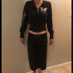 Bebe women’s black sweat pants and jacket.